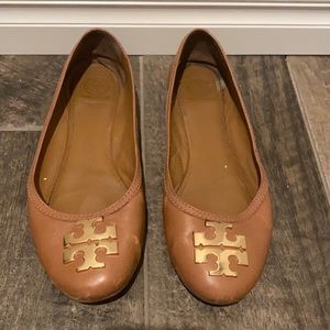 Tory Burch brown and gold ballet flats; size US women’s 11